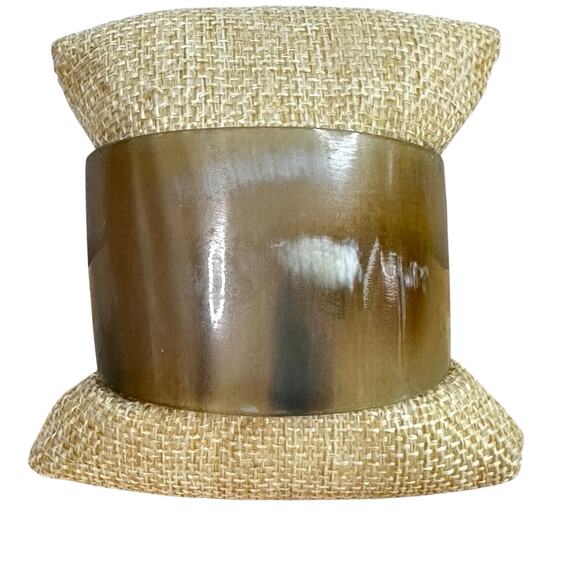 Buffalo Horn Wide Cuff Bangle Bracelet Handcrafted Bohemian Neutral - Picture 4 of 11